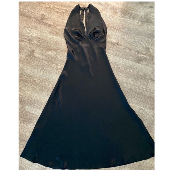 Vintage 90’s 100% Silk Dress Black Slip Dress Backless Maxi Dress - Picture 11 of 14